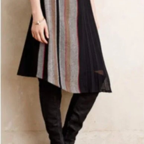 Anthropologie Eva Franco Asymmetrical Striped Tweed Pleated Chiffon Skirt 10 - Picture 6 of 7